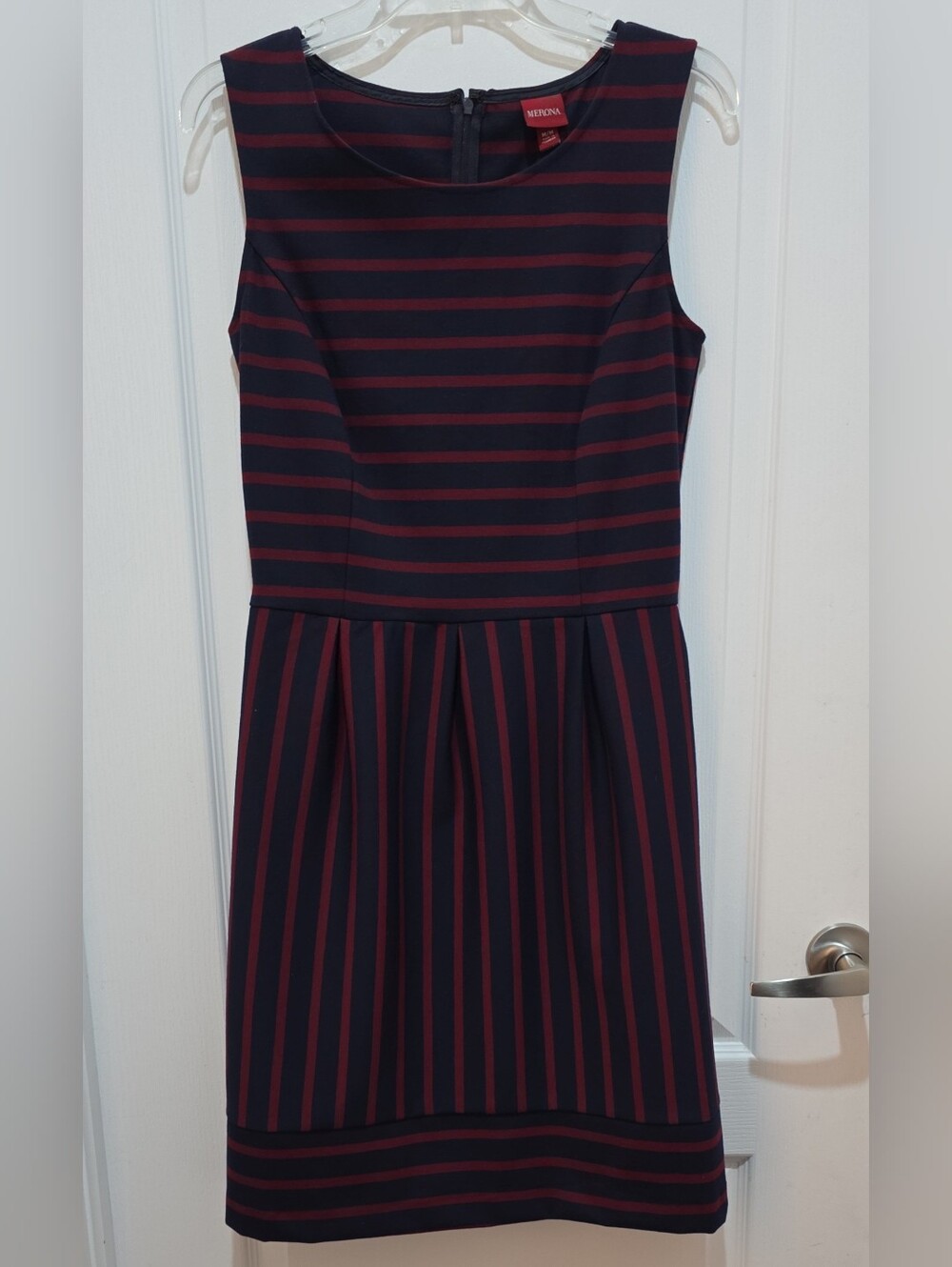Merona Women's Navy and Burgundy Striped Sleeveless Dress #K0232